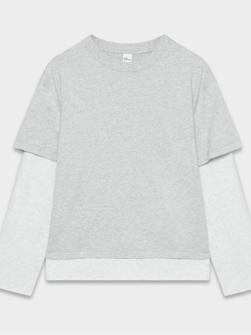 TNA Soft Feels Layered-Look Long Sleeve Tee Heather Gray Women’s XL